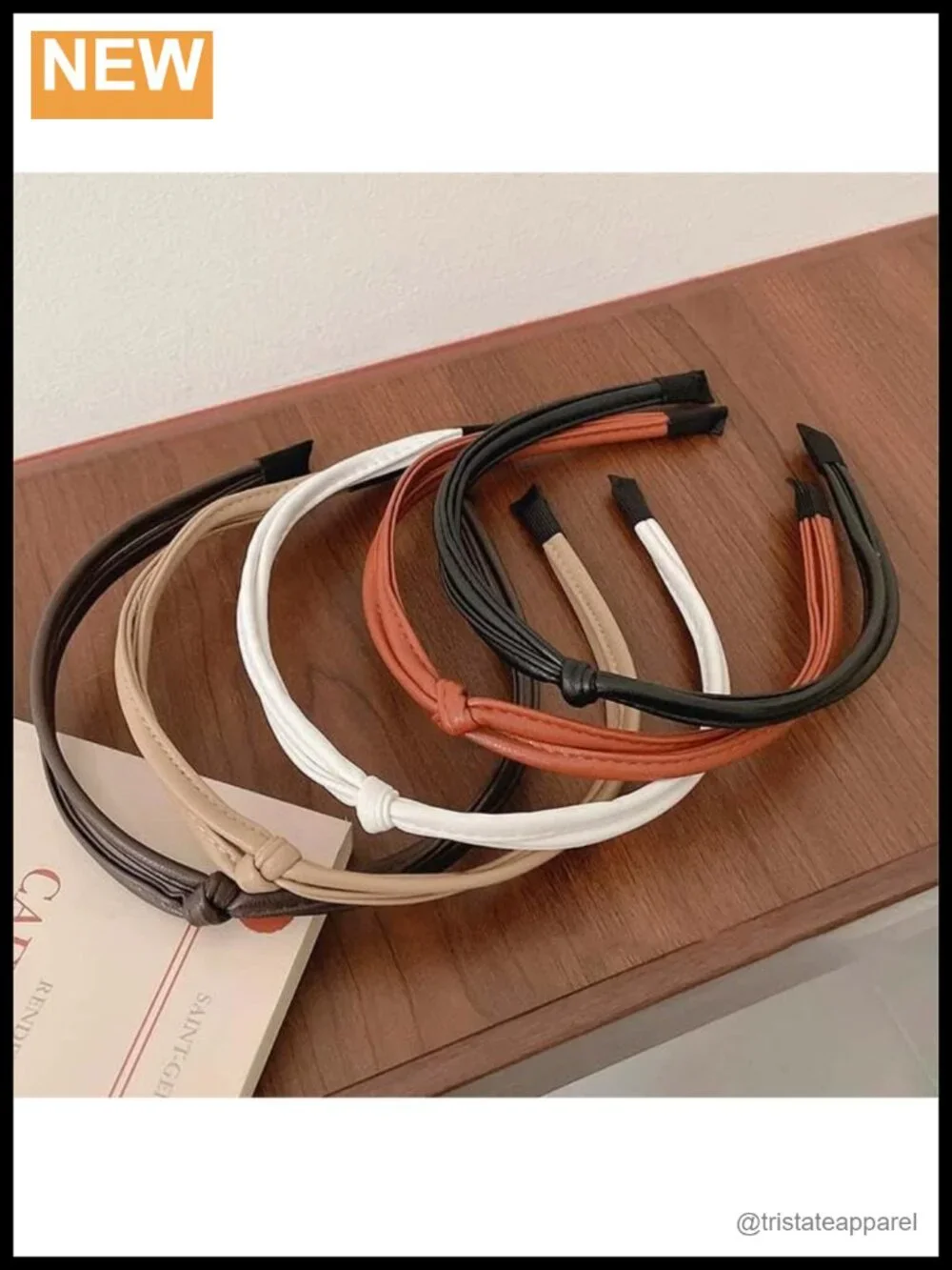5 Pcs Thin Faux Leather Headbands for Women, Cute Knotted Head Bands